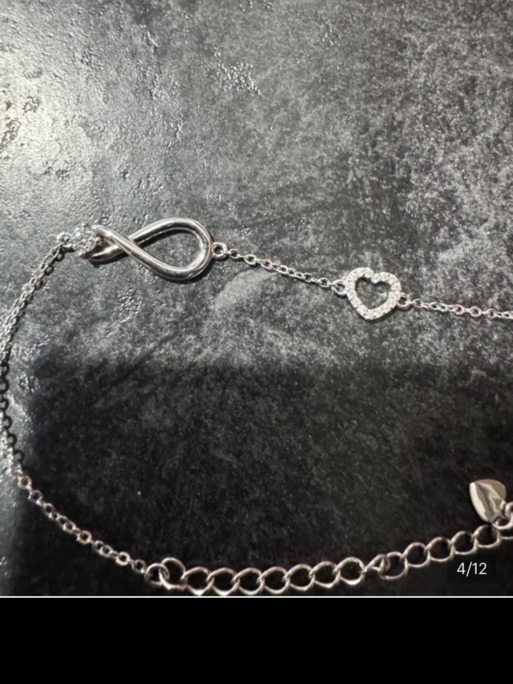 925 Sterling Silver Infinity Heart Moissanite Bracelet - - Picture 10 of 11